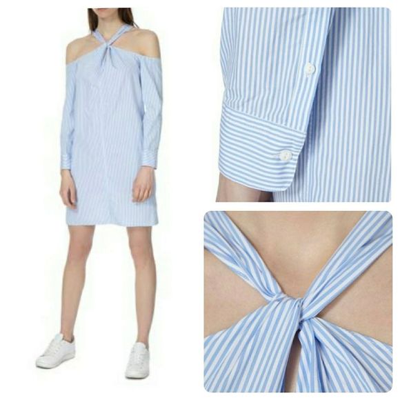 RAG&BONE BBY BLU STRP L/S COLLINGWOOD DRESS - Picture 1 of 11